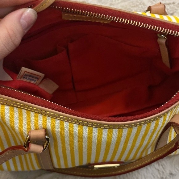 Dooney and Bourke Yellow and White Striped Barrel Bag - Picture 9 of 12